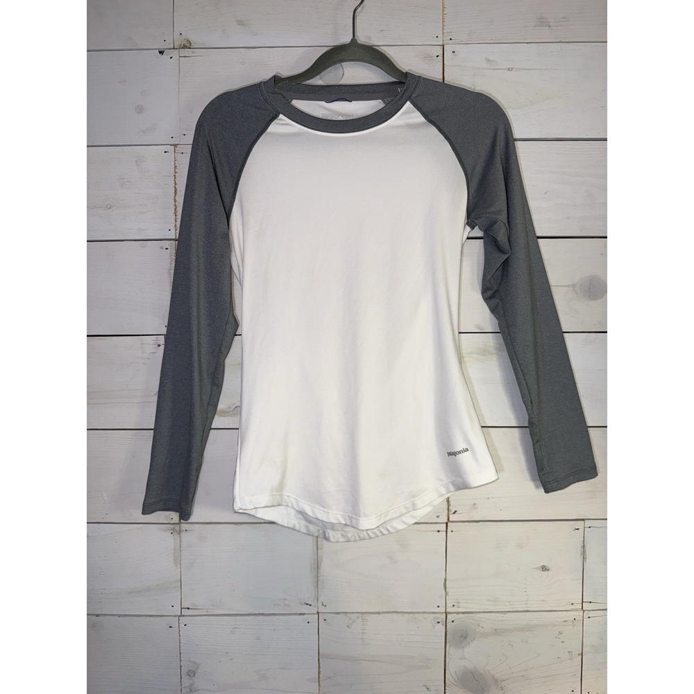 Patagonia Shirt Women's Long Sleeve Zip Pocket White Gray XXS